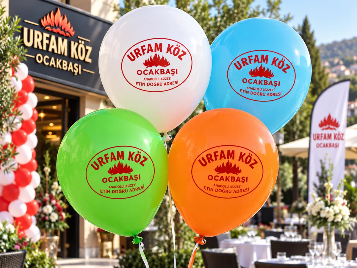 Firma logosu baskılı renkli balonlar — kurumsal baskılı balon uygulaması — Esin Balon